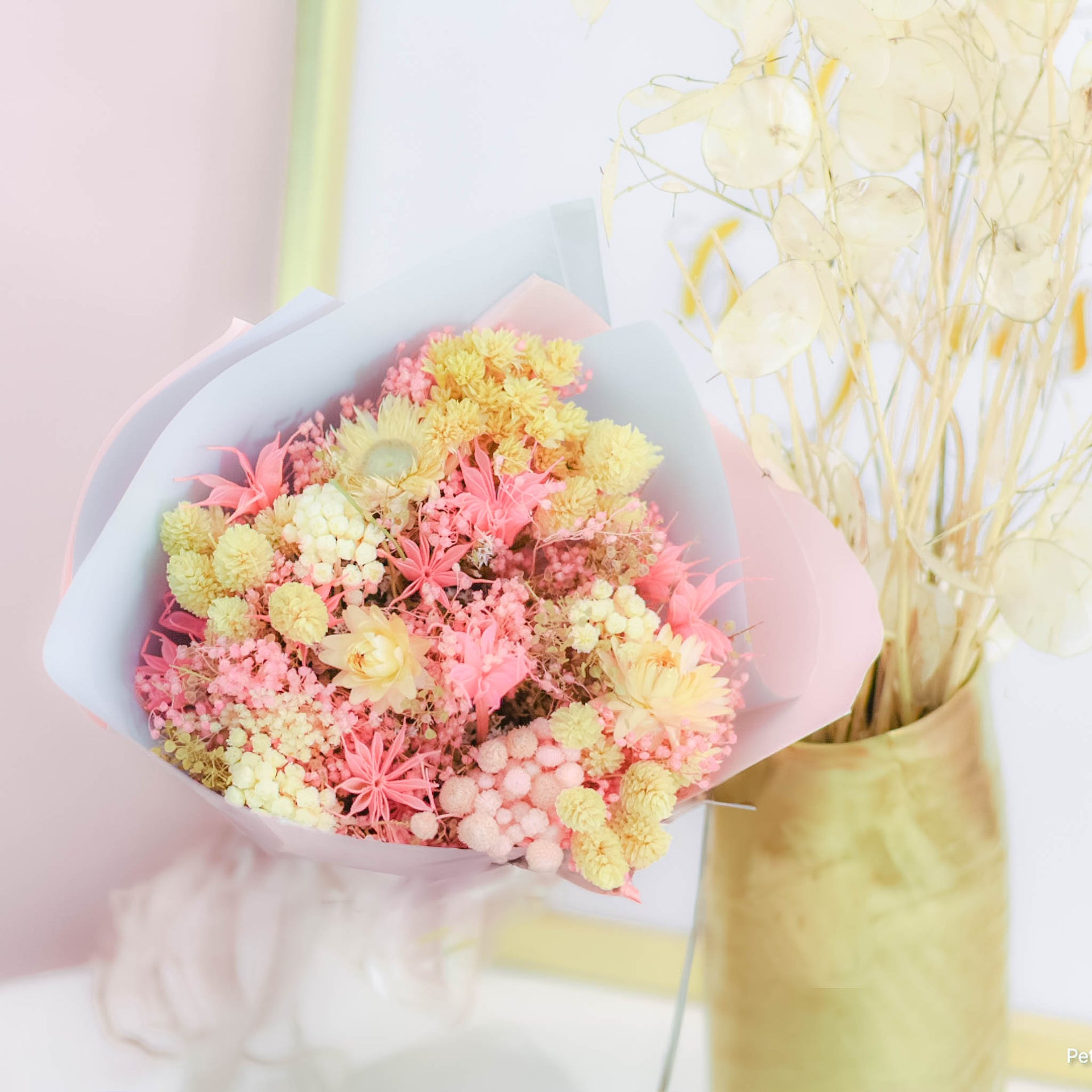 PDRY-117-PINK  BOUQUET-Dried Flower