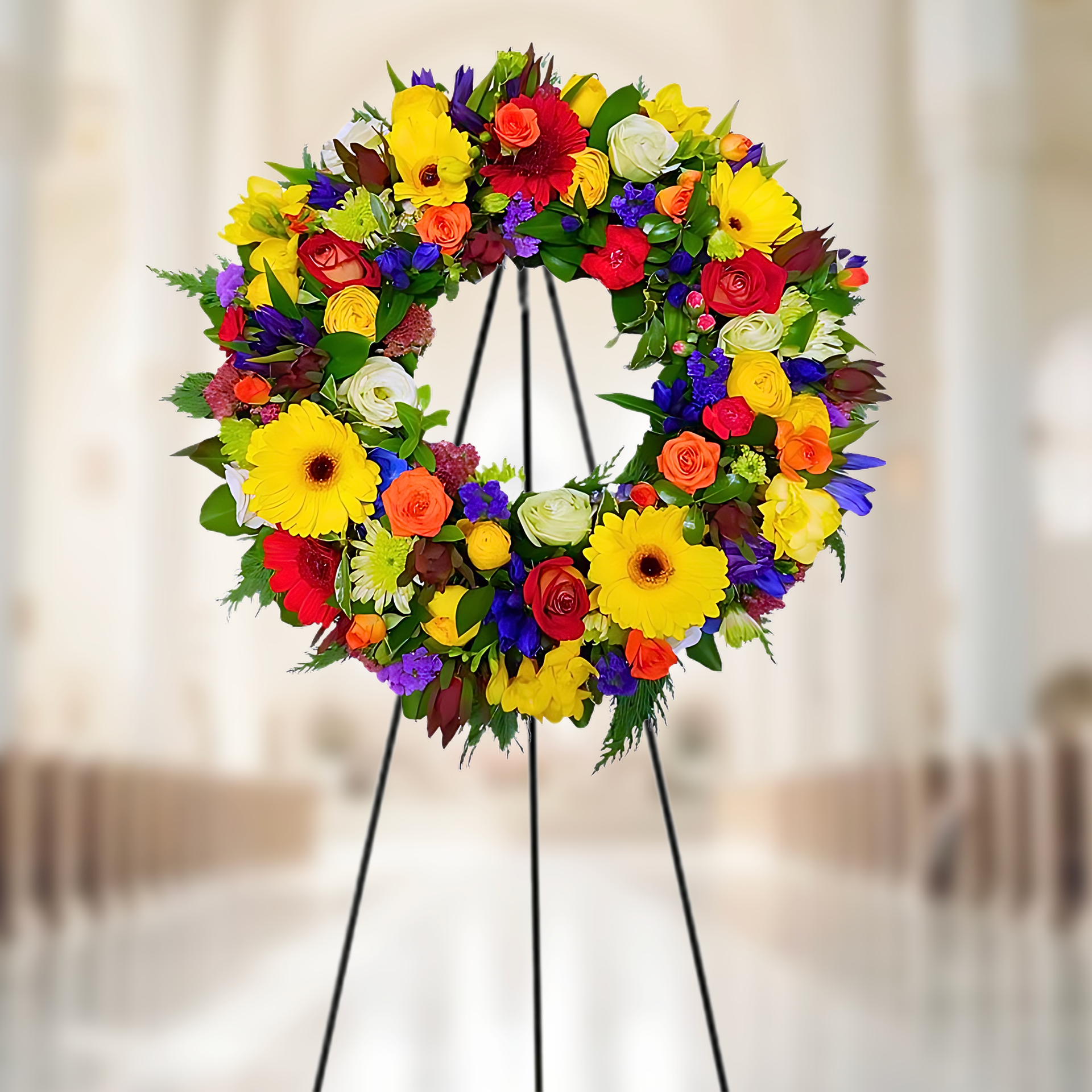 WC-895-MI-MANCHI-Funeral-Round-Wreath-Spray