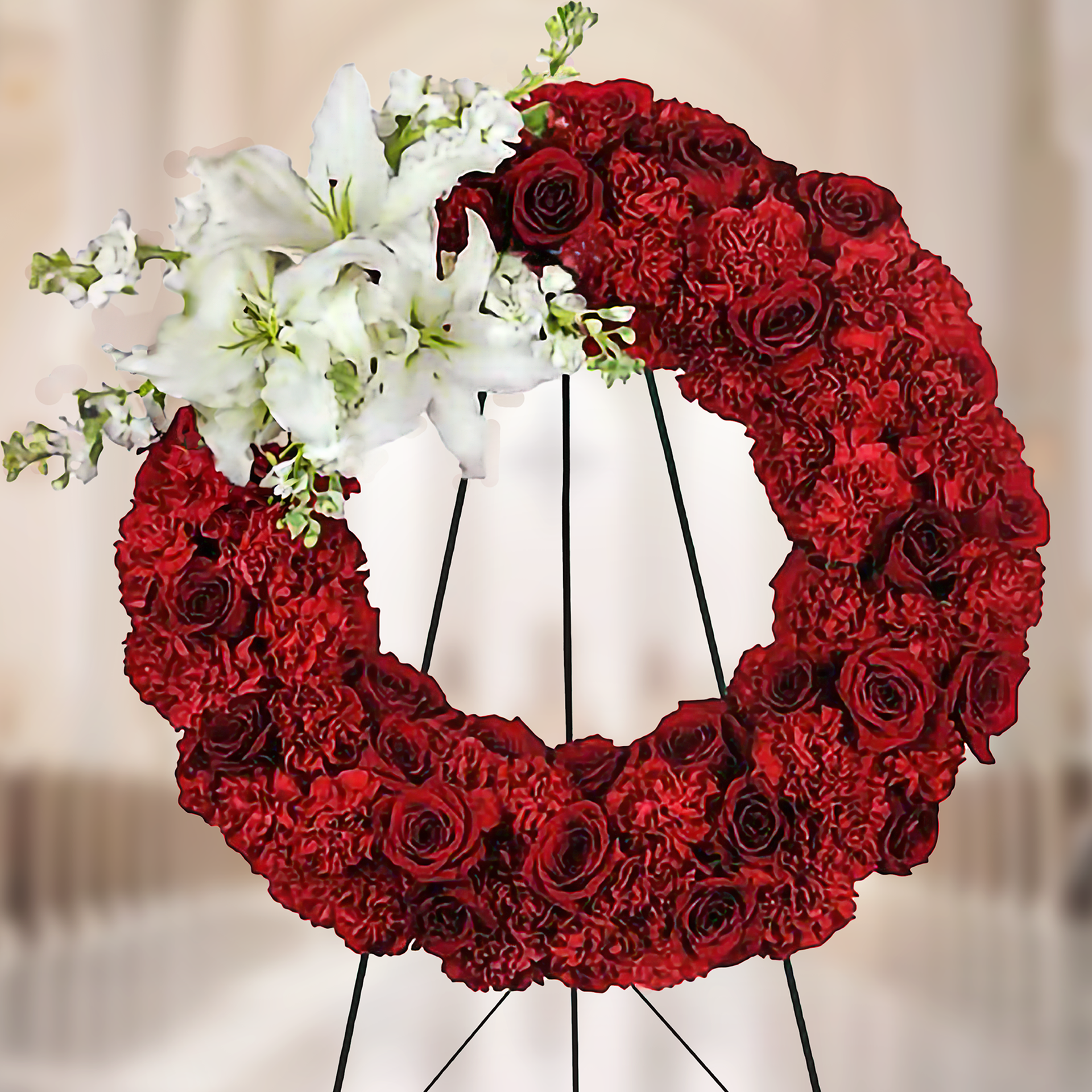 WR-445-STARLIGHT-Funeral-Round-Wreath-Spray