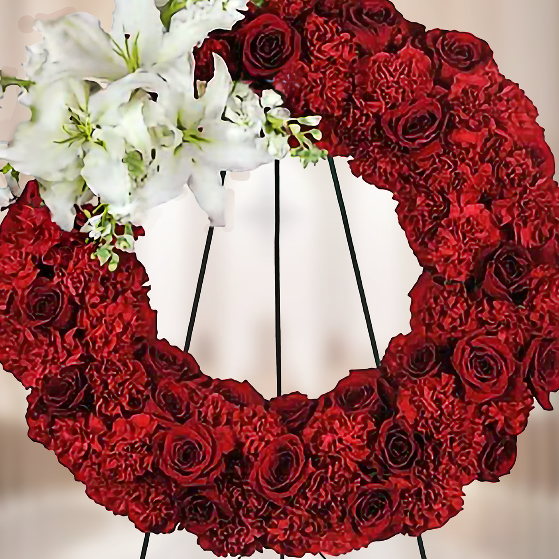 WR-445-STARLIGHT-Funeral-Round-Wreath-Spray