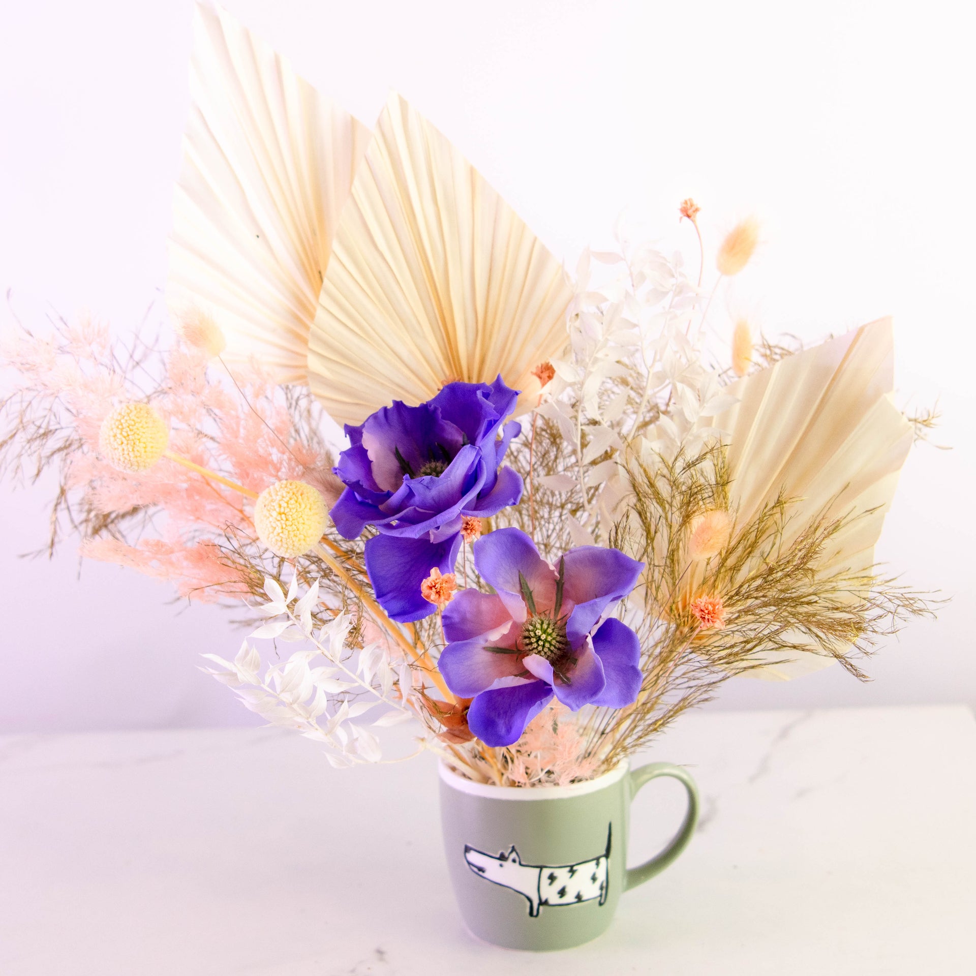 PET-122-EVERLASTING PAW PRINTS-Dried Flowers Centerpiece