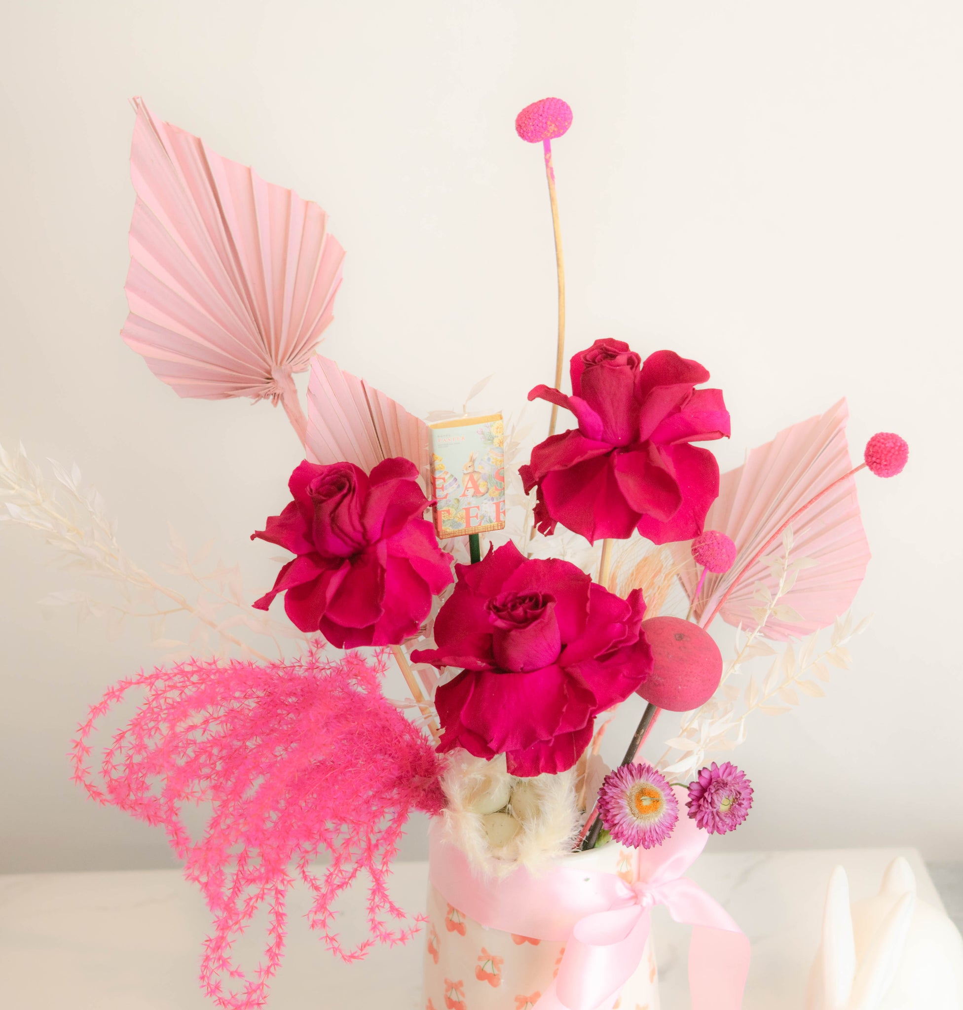 PDRY-111-MOTHER'S DAY  ROSE WHISPERS-Dried Flower Centrepiece