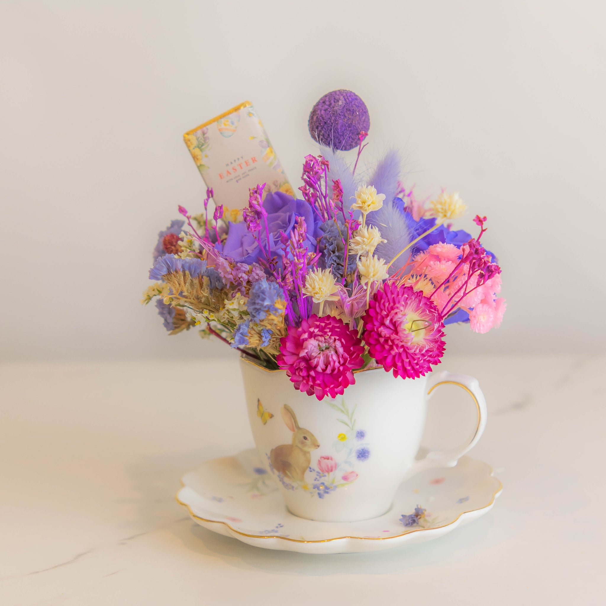 PDRY-114-EASTER PASTEL GLOW-Dried Flower Centerpiece