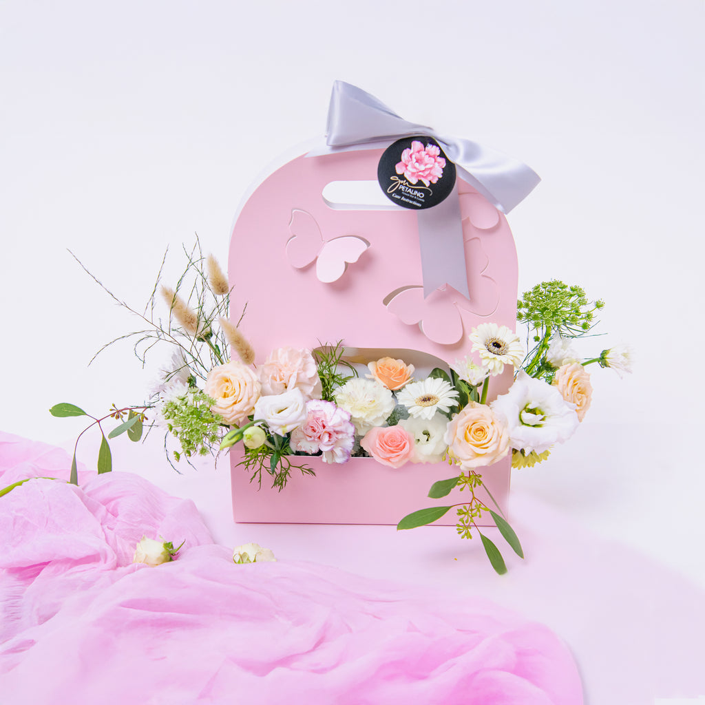 Mother's Day Flowers in a pink butterfly box
