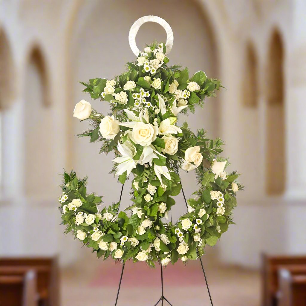 anchor flowers standing spray for funeral