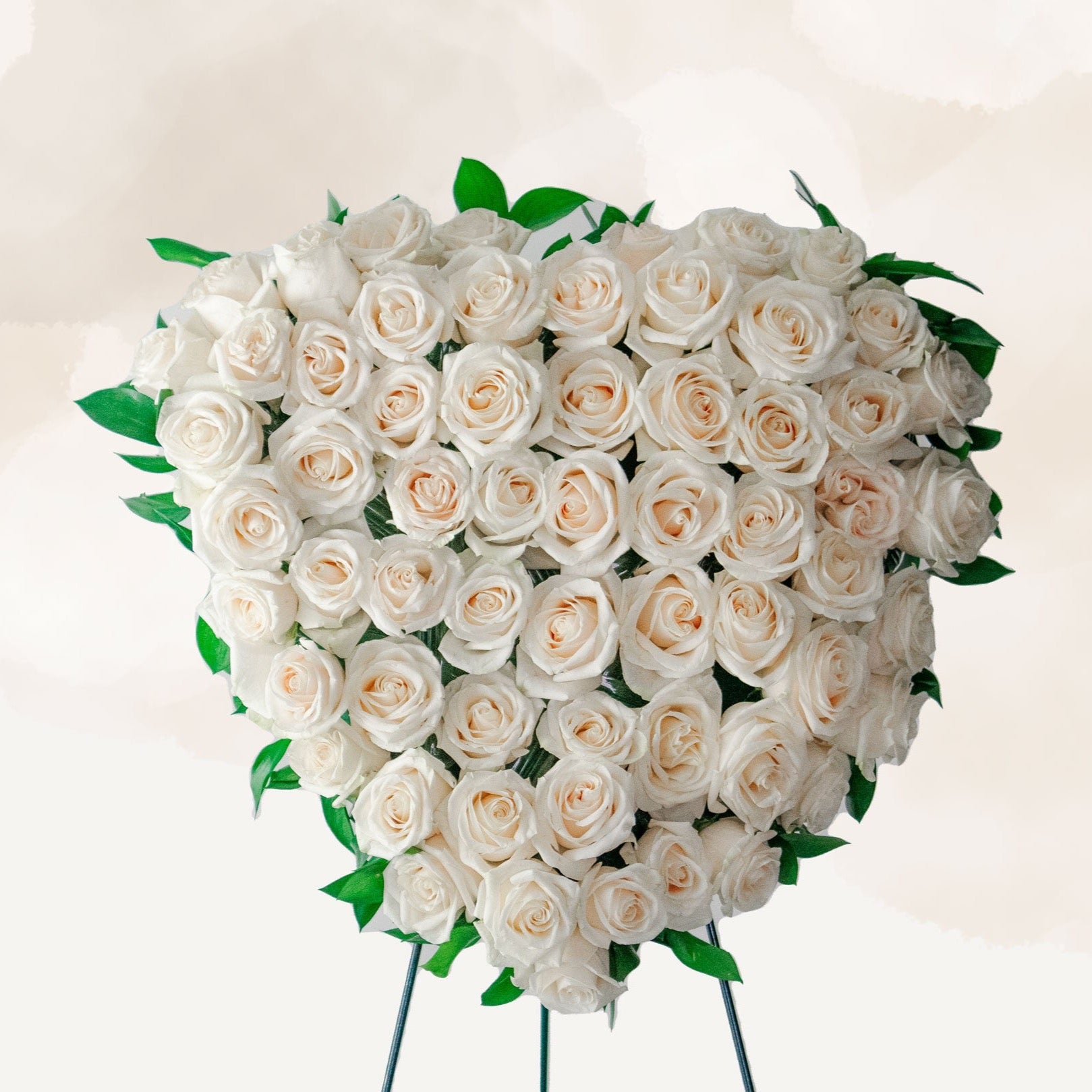 WW-138 PEACEFUL HEART - Heart spray all white roses and hydrangeas