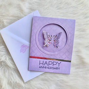 Happy Anniversary - Purple Butterfly- Petalino Handmade Cards