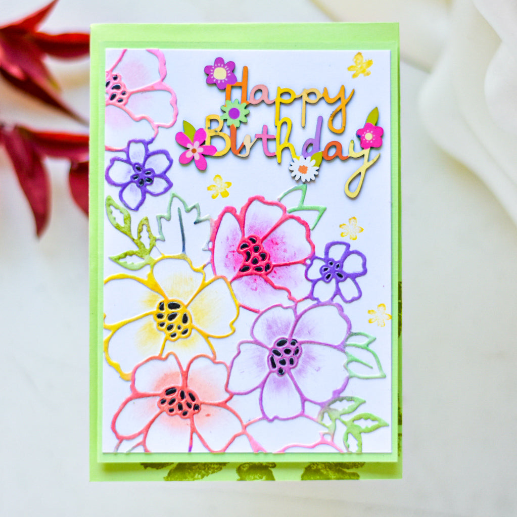 Happy Birthday- Colourful flowers- Petalino Handmade Cards