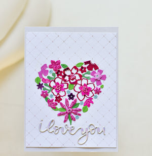 I love you - Heart with pink flowers - Petalino Handmade Cards