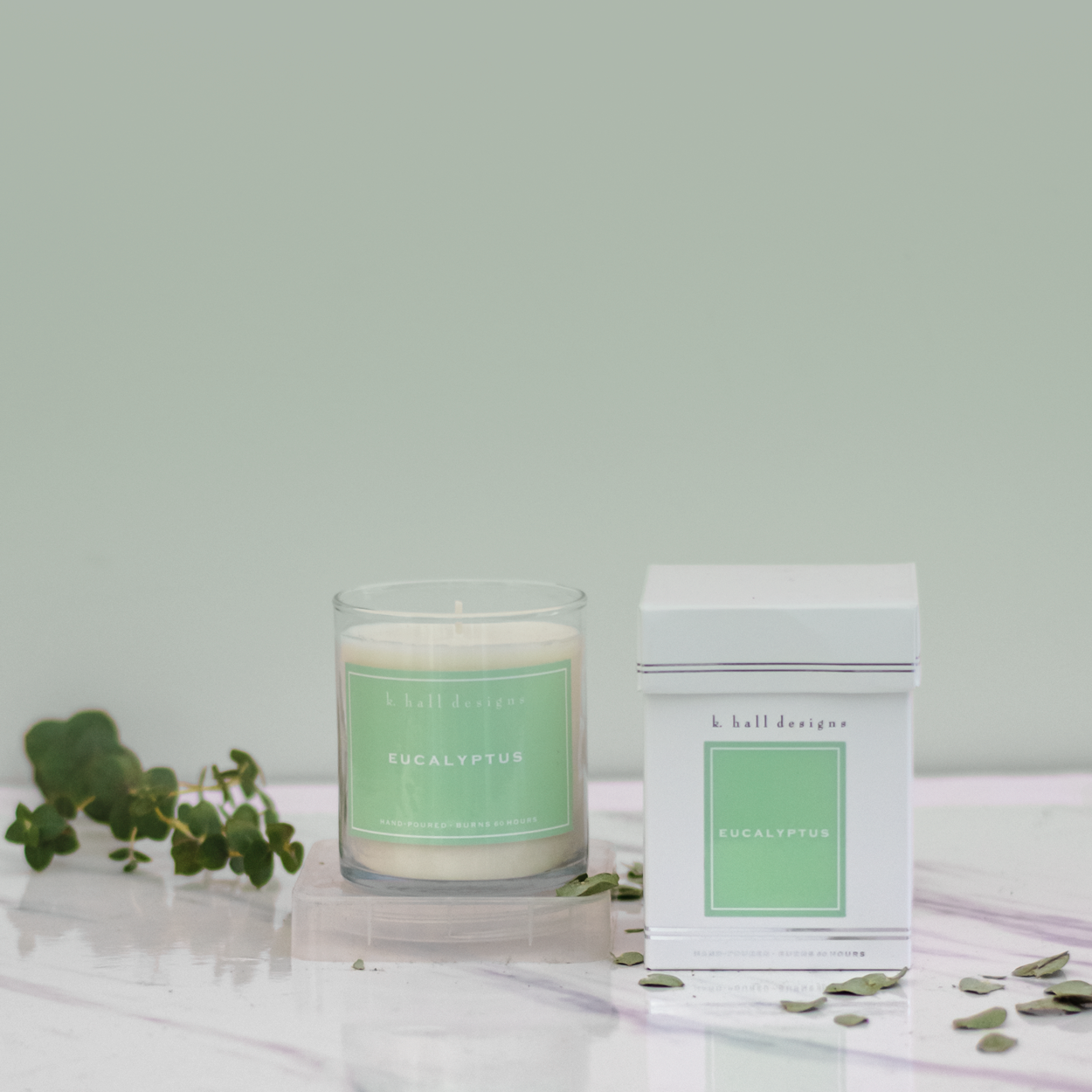 K.HALL Design 60 Hour Candles- Eucalyptus Petalino Flower Bar & Events