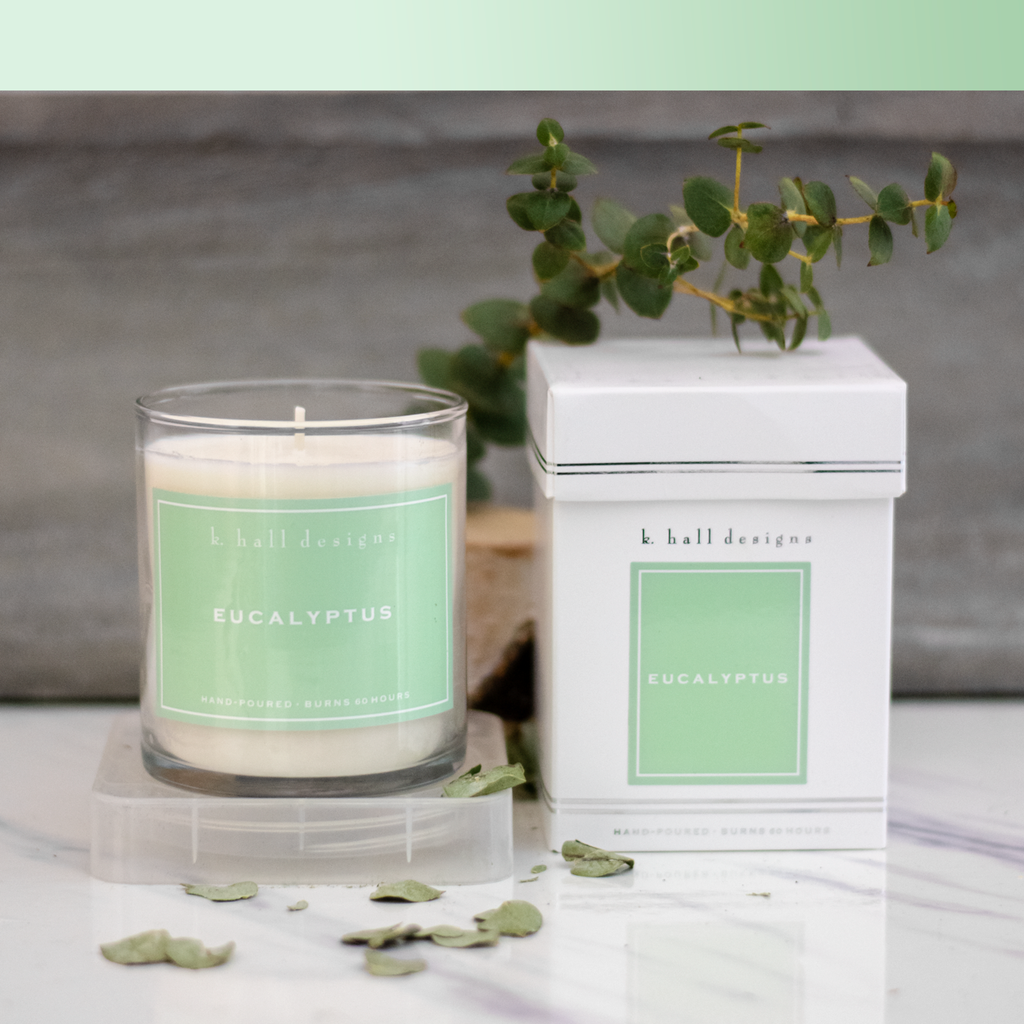 K.HALL Design 60 Hour Candles- Eucalyptus Petalino Flower Bar & Events