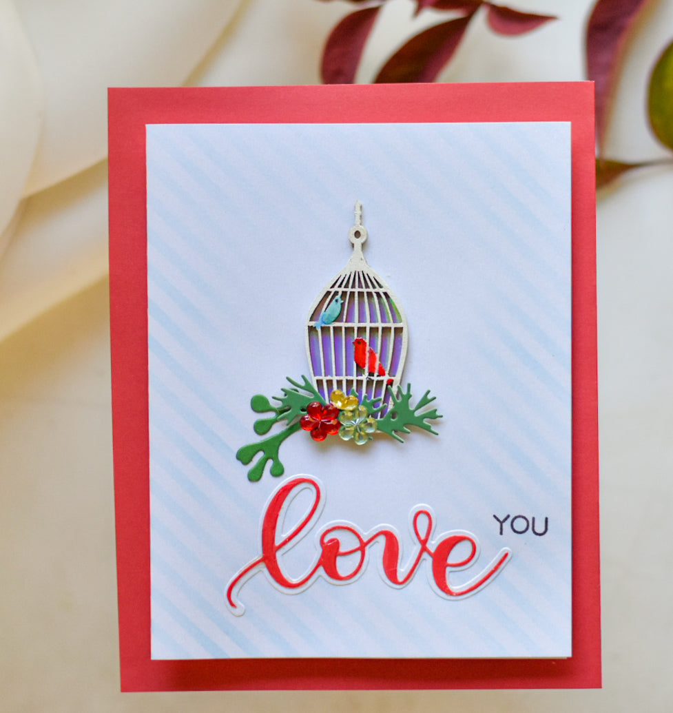 Love you - Bird - Red - Petalino Handmade Cards