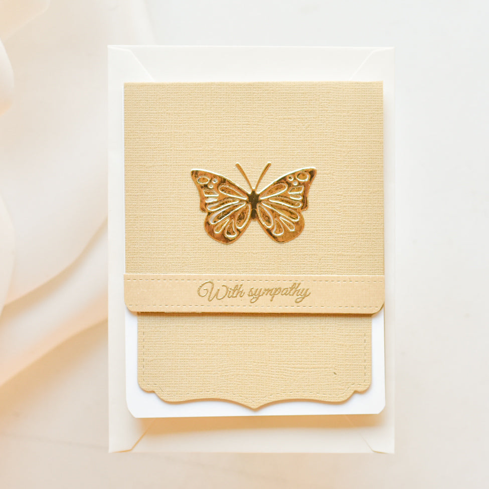 With Sympathy - Gold Butterfly - Petalino Handmade Cards