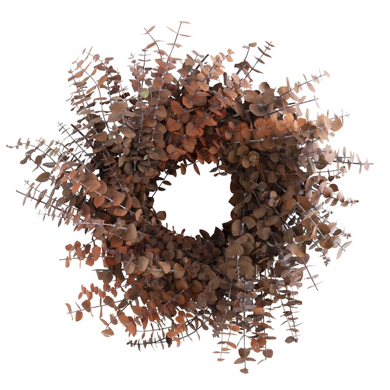 XMAS-1313 All seasons tinted eucalyptus wreath - orange and brown Petalino Flower Bar & Events